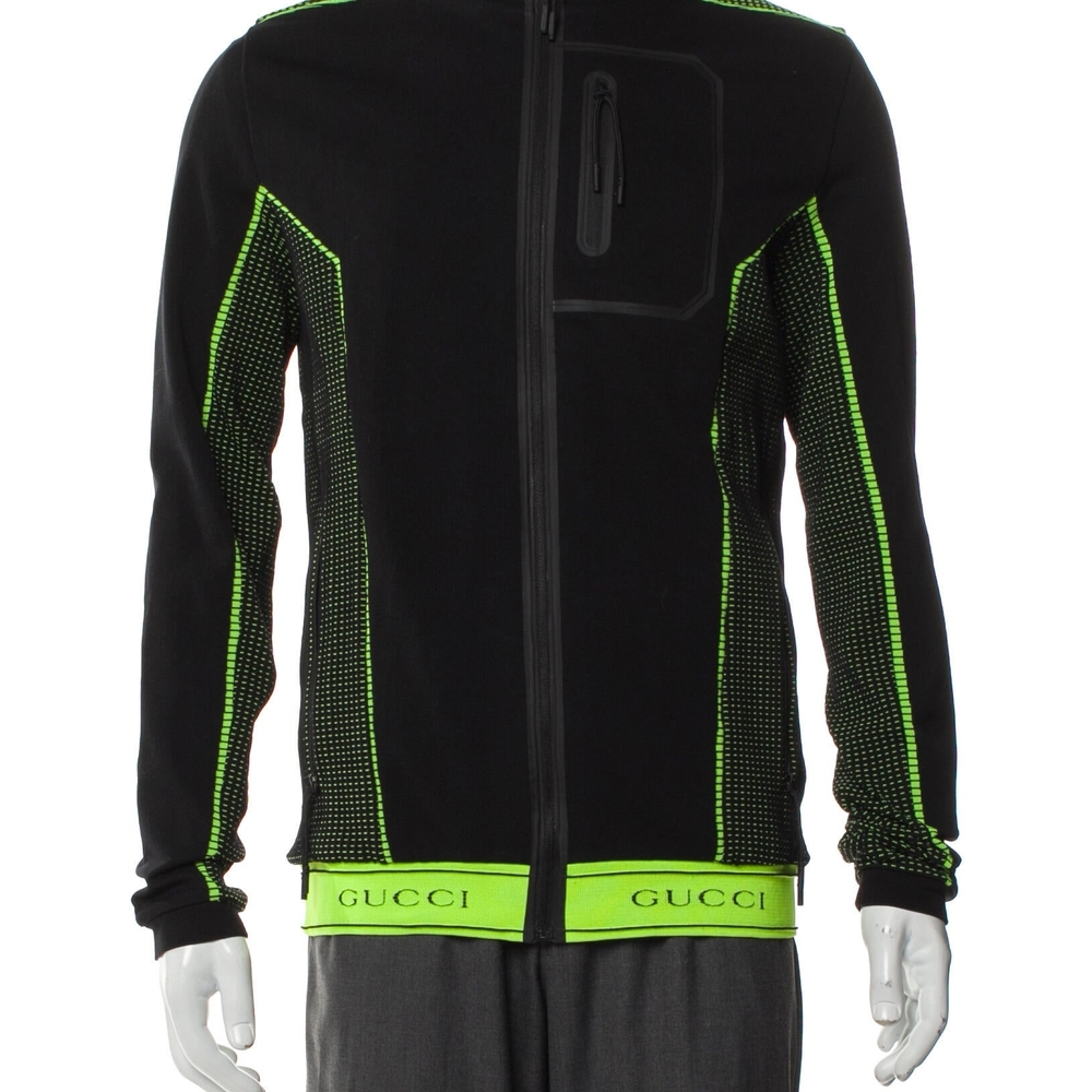 Gucci Men's Performance Jacket in Black and Bright Green